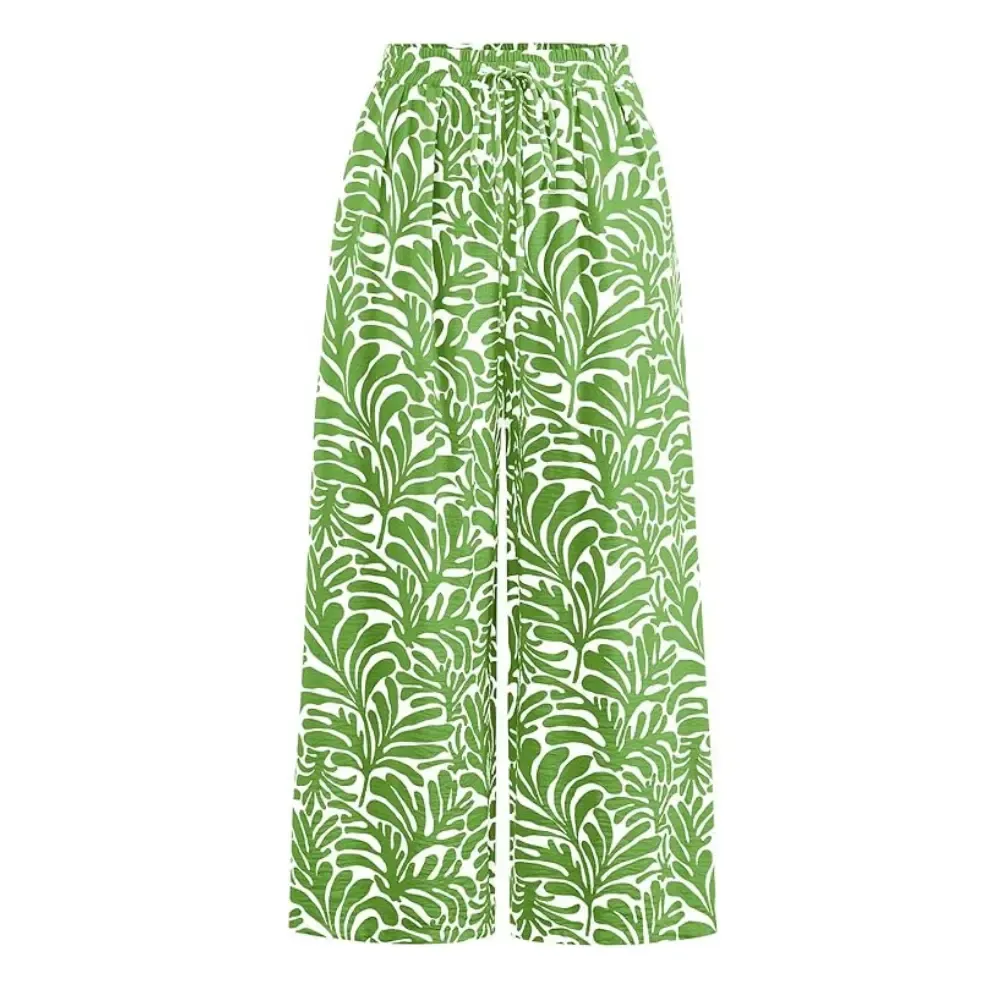 Women's Pants Elastic Waist Striped Lightweight Palazzo Trousers With Pockets Casual Lounge Wide Leg Bottoms