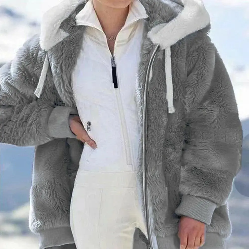 6-Pack Ladies Warm Teddy Bear Fluffy Coat Hooded Fleece Jacket Outwears