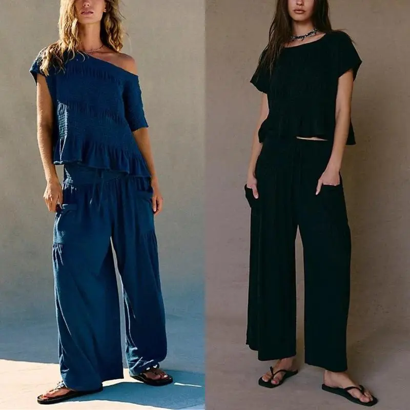 Women's Casual Pocket Two-Piece Set