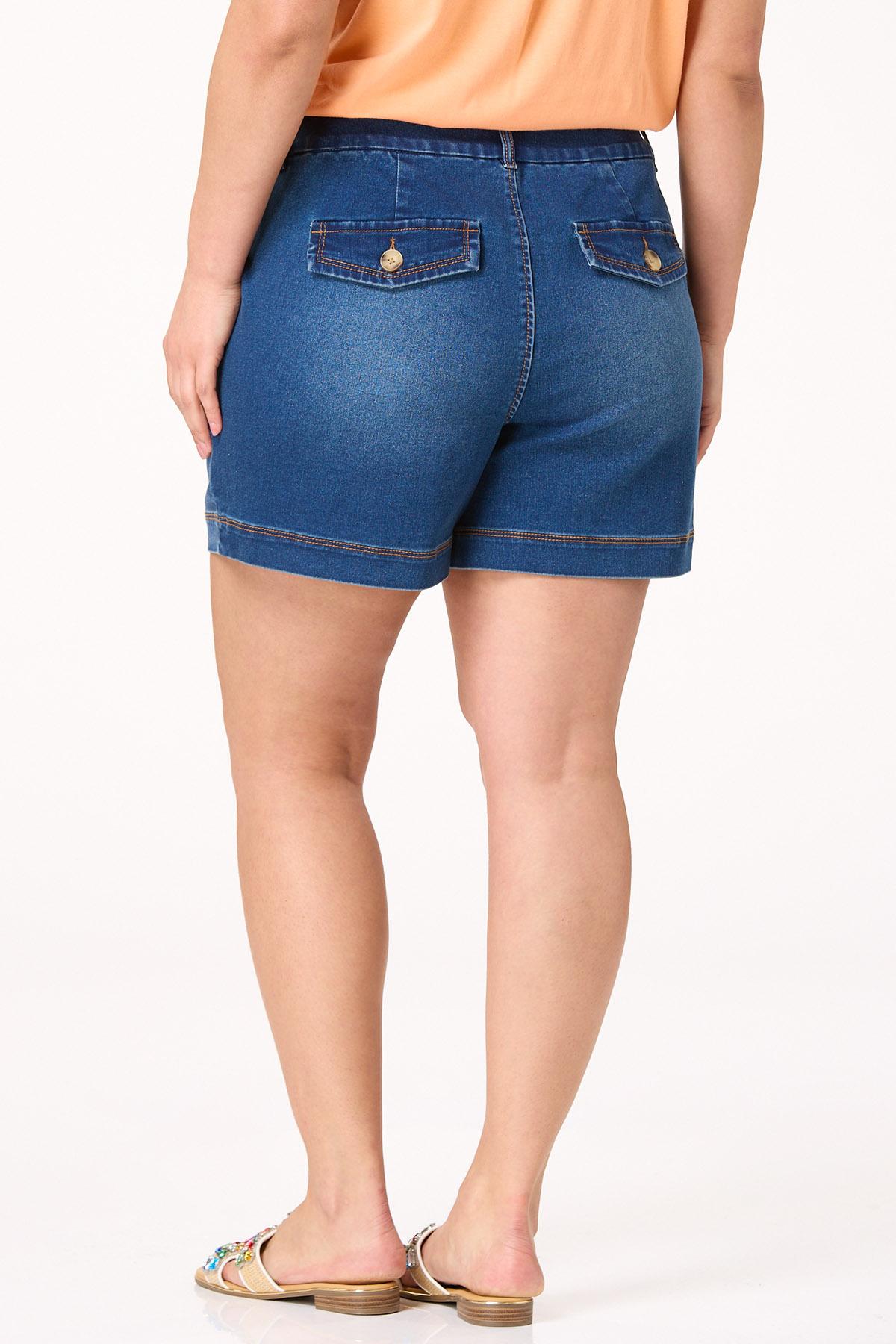 Plus Size High Rise Denim Shorts
