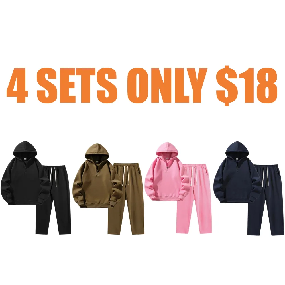 Fit Casual Drop Shoulder Half Zip Hoodie