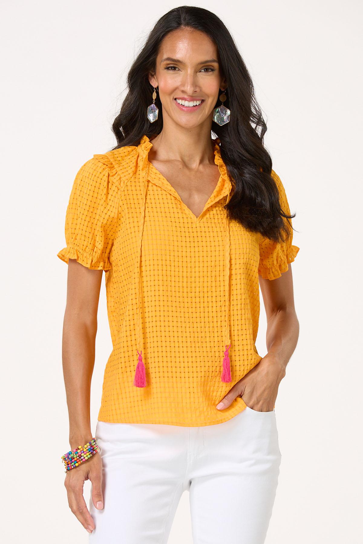 Tasseled Gingham Top