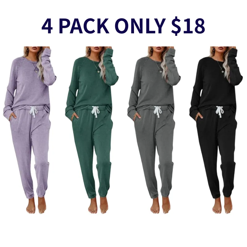Women's Solid Sweatsuit Set 2 Piece