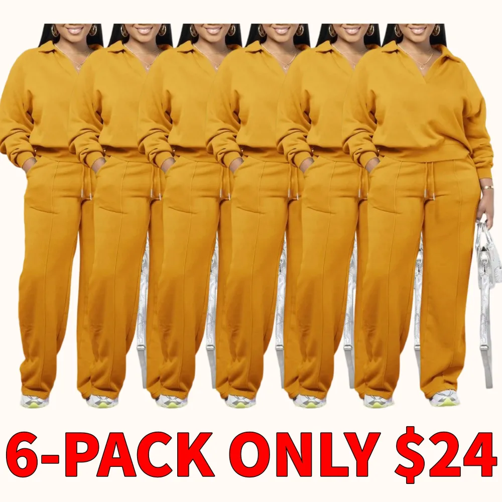 Women's two-piece set: solid-colored long-sleeved sweatshirt and drawstring waist trousers