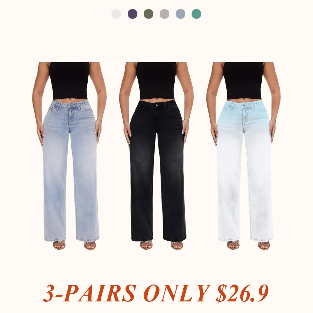 Jeans for Women Mid-Low Rise Stretch Baggy