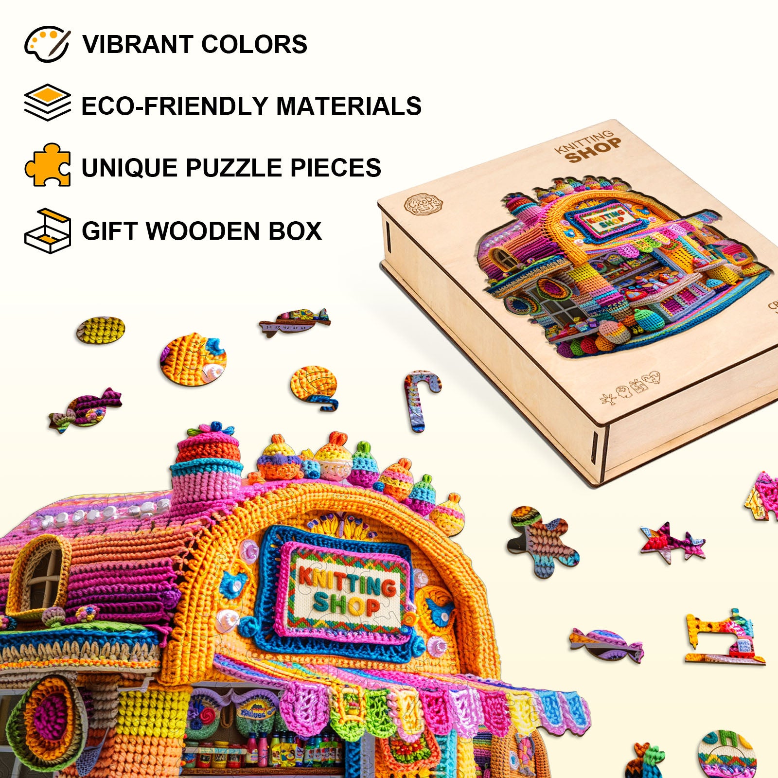 Knitting Shop Wooden Jigsaw Puzzle