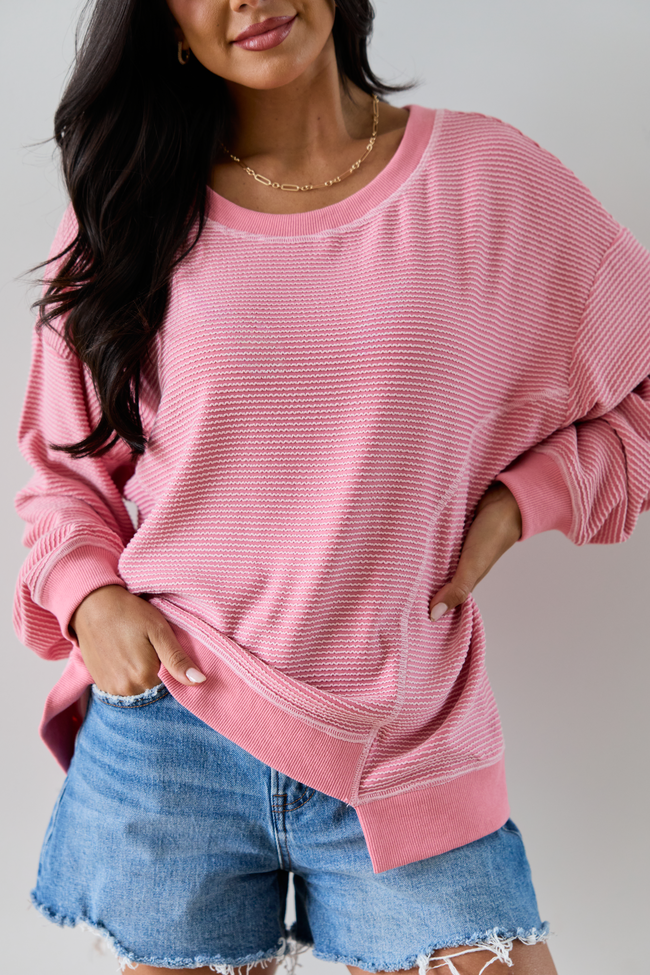 Melanie Pink Striped Pullover