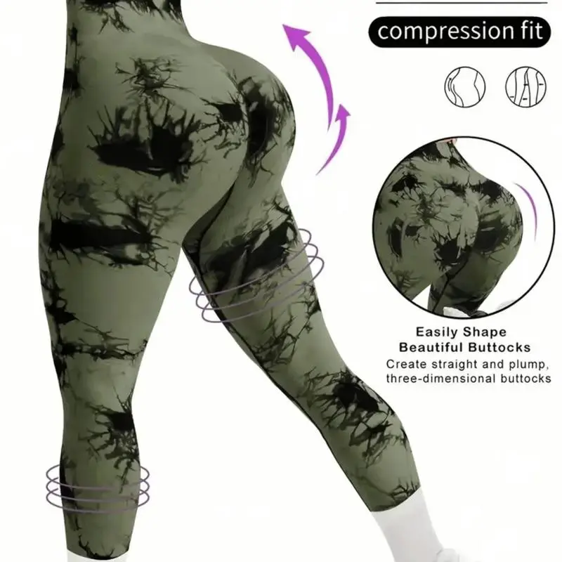 Women's High-Waisted Tie-Dye Cropped Leggings - Tummy Control