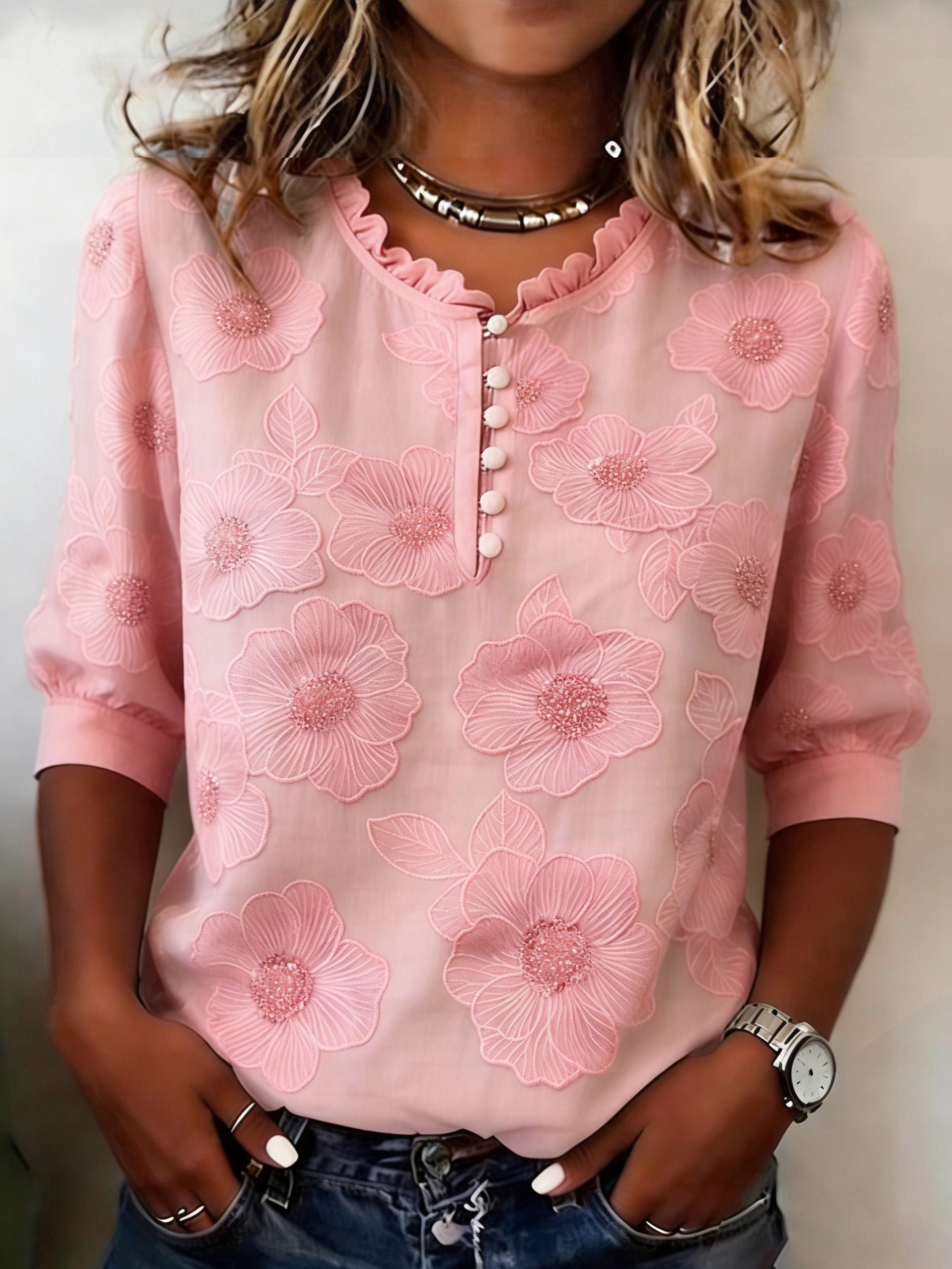 Women's elegant floral print top- Fast Shipping