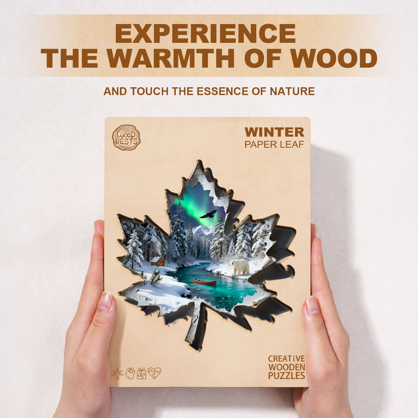Winter Paper Leaf Wooden Jigsaw Puzzle