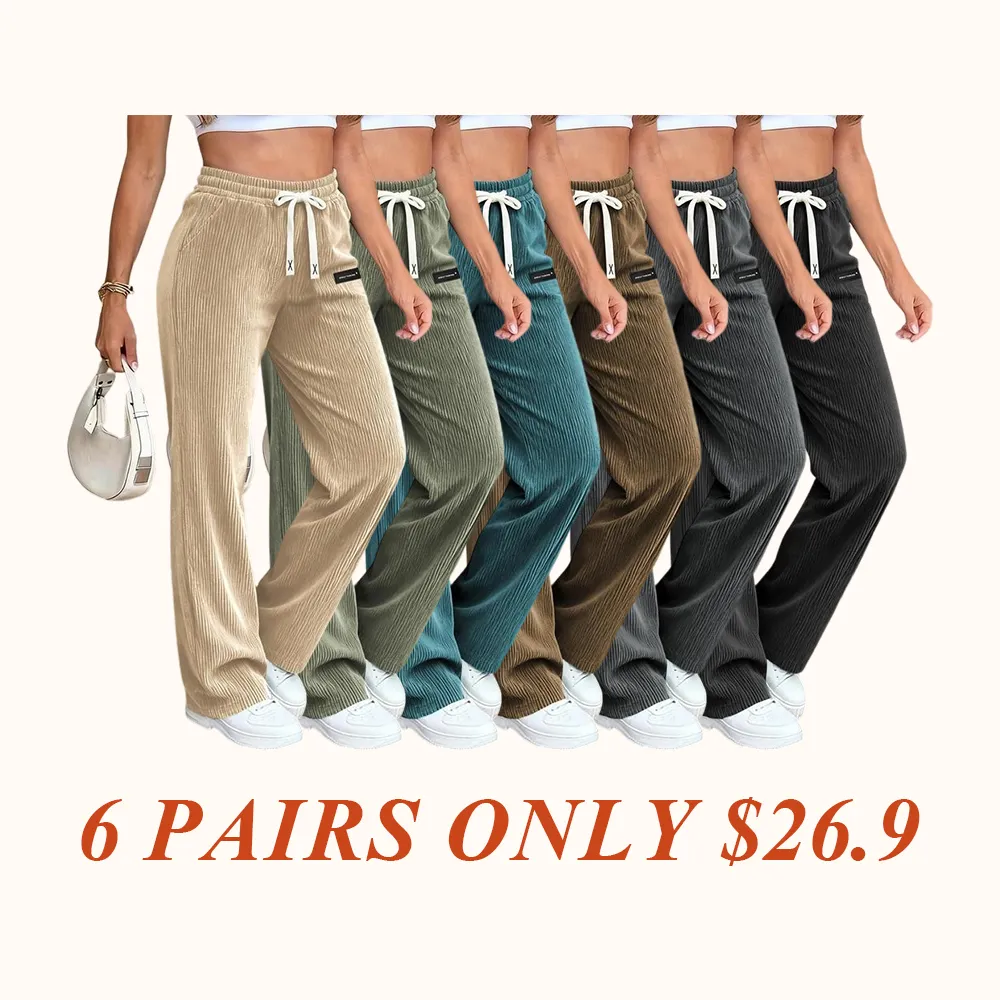 Women's Essential Corduroy Pants, Lightweight and Breathable with Back Pockets and Drawstring, Perfect for Versatile Occasions