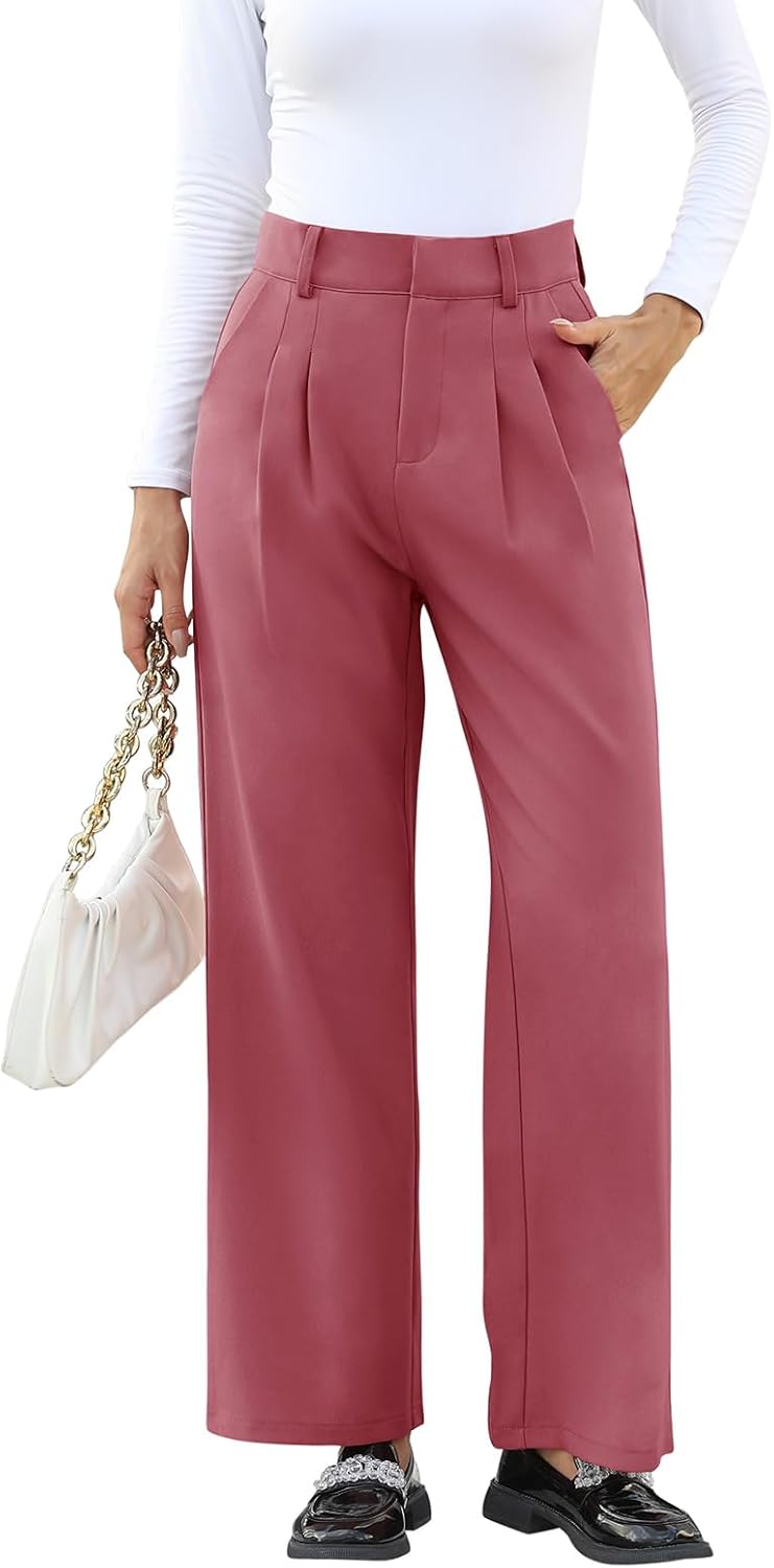 High-Waisted Work Pants for Women – Business Casual Office Trousers with Pockets