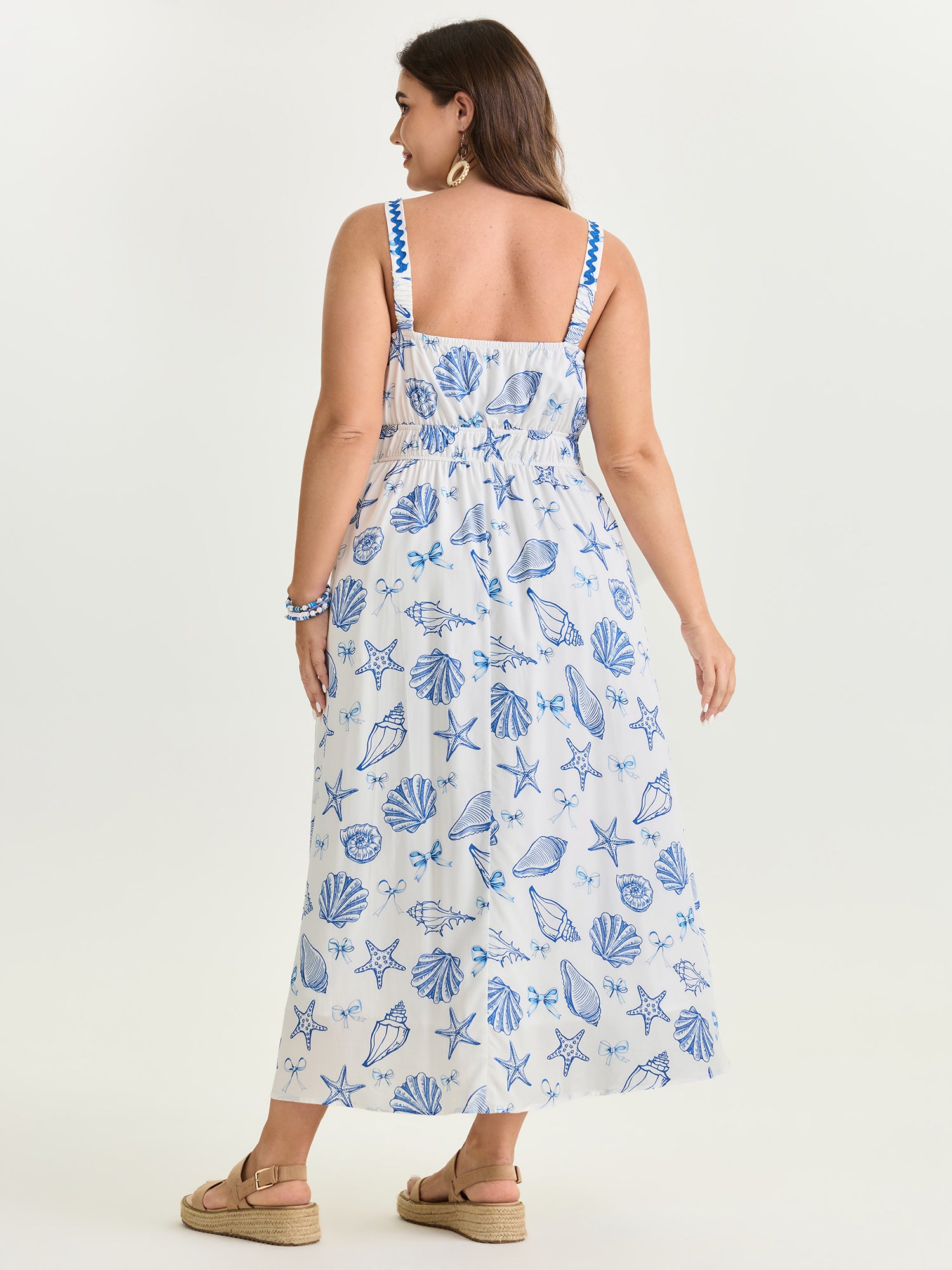 Supersoft Seashell Print Pockets Contrast Edge Maxi Dress