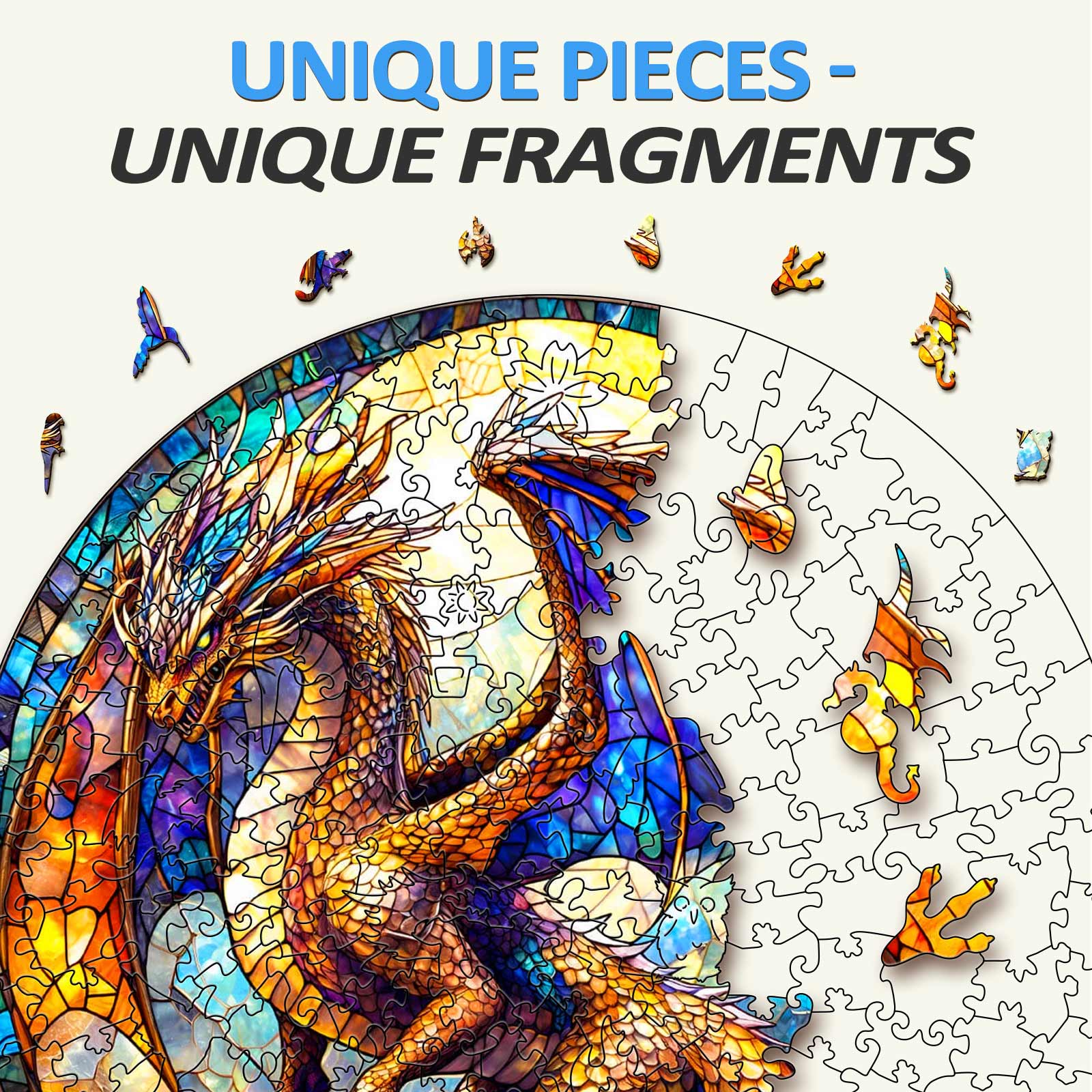 Stained Glass Dragon-2 Wooden Jigsaw Puzzle