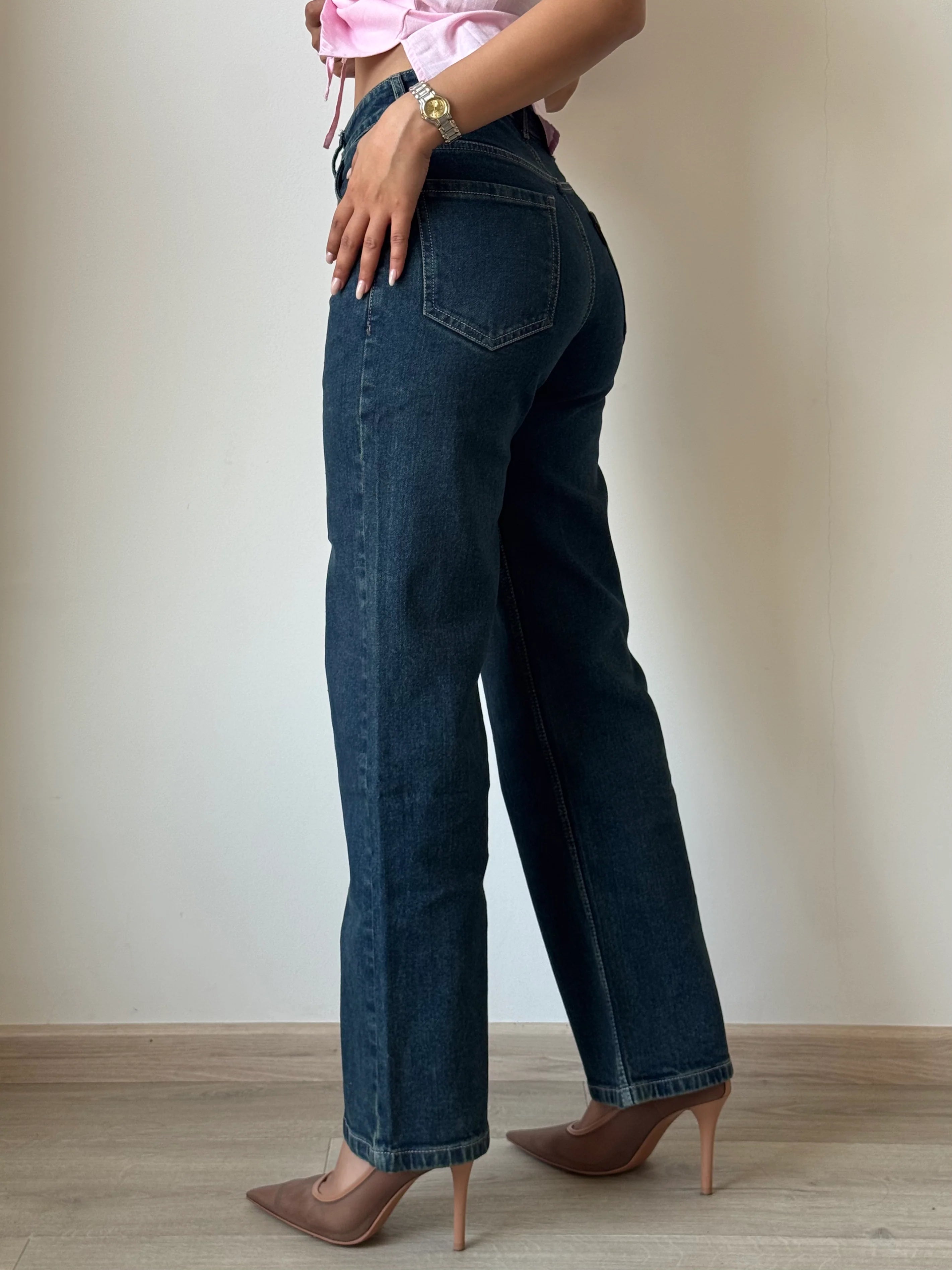 Cosmic Blue Dad Fit Straight Jeans