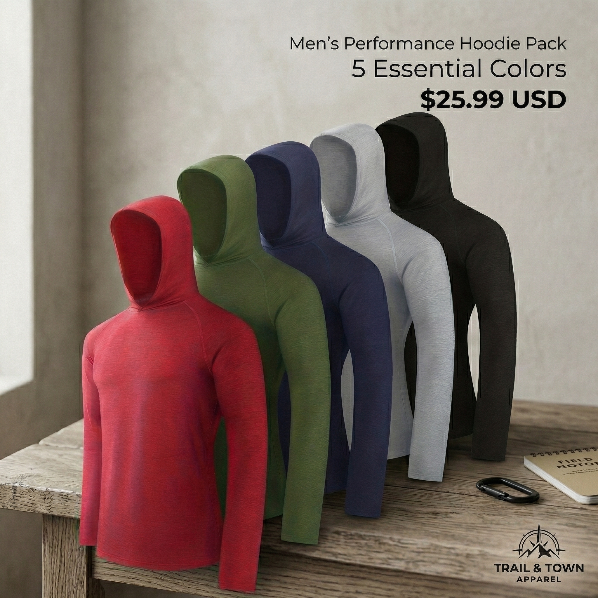 5 Pack Men's Athletic Hoodies Long Sleeve Fishing Shirts for Men Shirts Lightweight Rash Guards gym outfits workout tops gym shirts