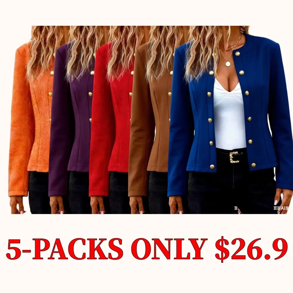 Women's fashionable slim-fit jacket with button embellishments