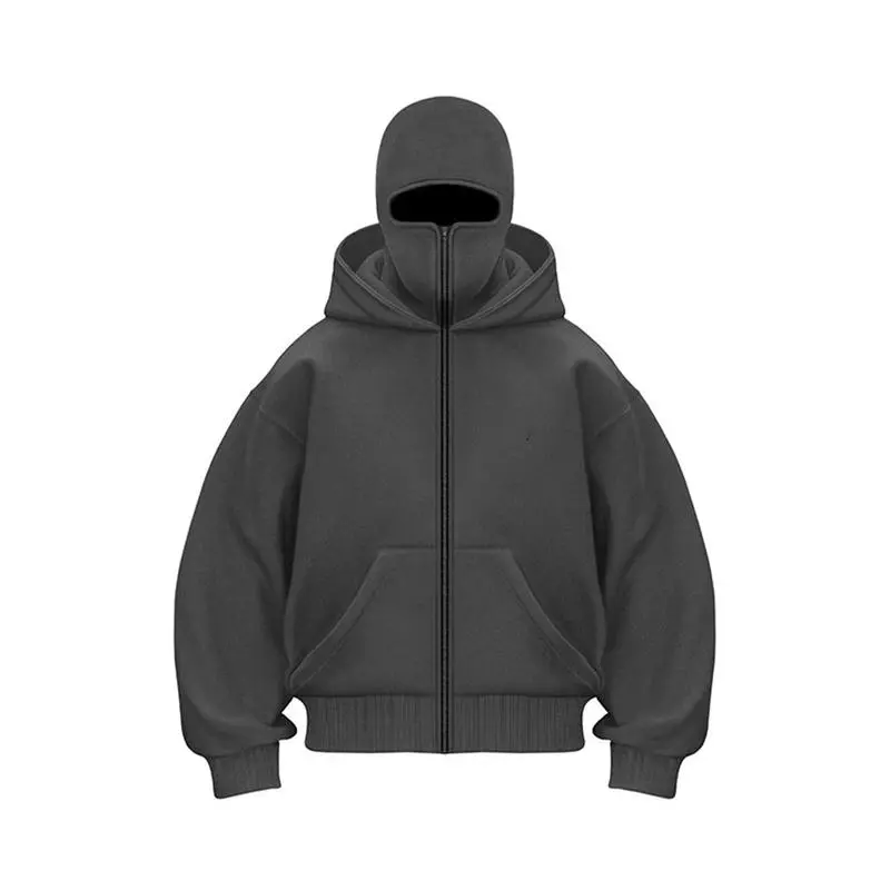 🖤Balaclava Jacket Double Layer Street Hoodie Jacket