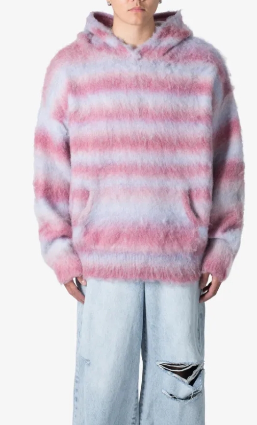 STRIPED MOHAIR HOODIE