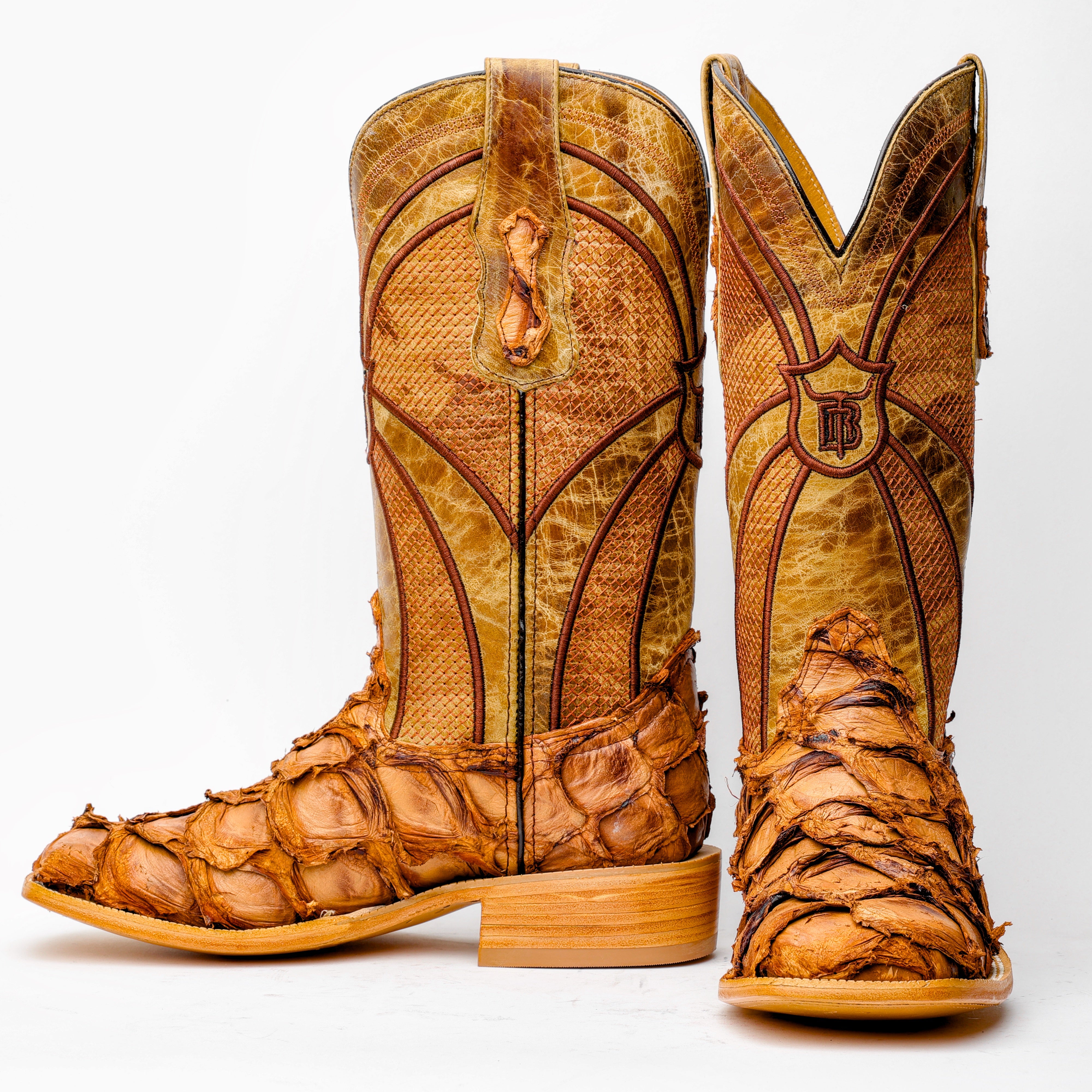 Matte Tan Genuine Pirarucu Boots - Square Toe