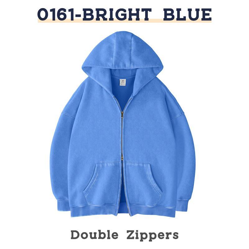 Unisex Oversized Acid Wash Zip Up Hoodie