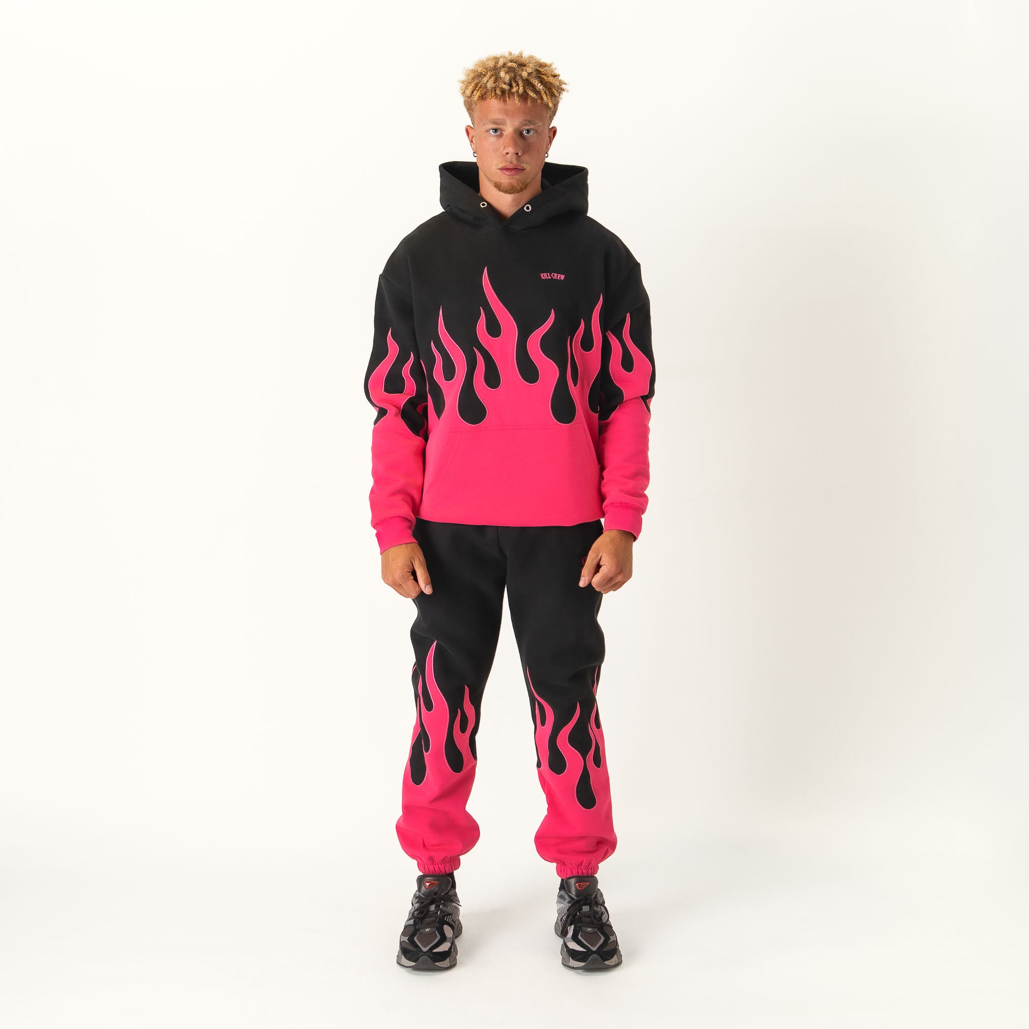 OVERSIZED PREMIUM HEATER HOODIE - BLACK / PINK