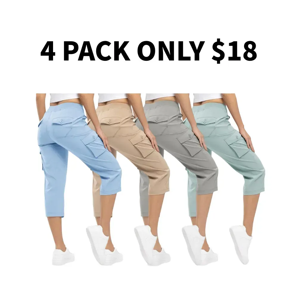 🔥8-Pack Women's Lightweight Cargo Capris – Multi-Pocket Casual Capris (All Colors)