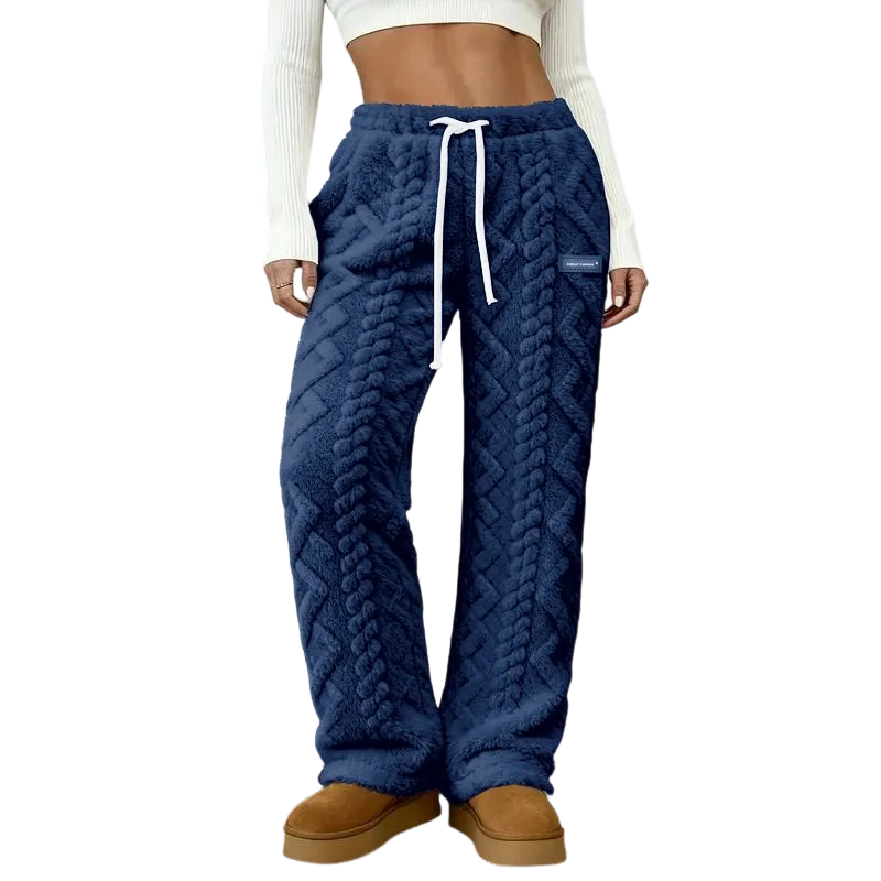 Women's fleece sweatpants, cable knit trousers