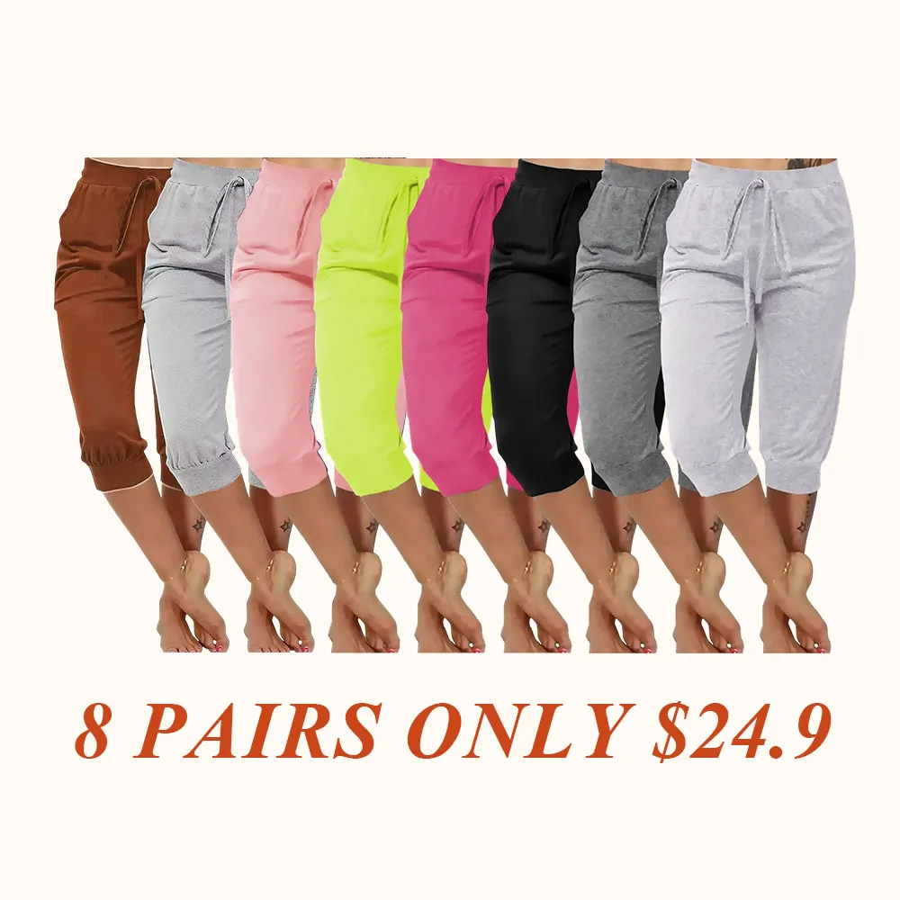 Women's Plus Size Bow Tie Decorated Casual Seven-Quarter Pants Sleepwear