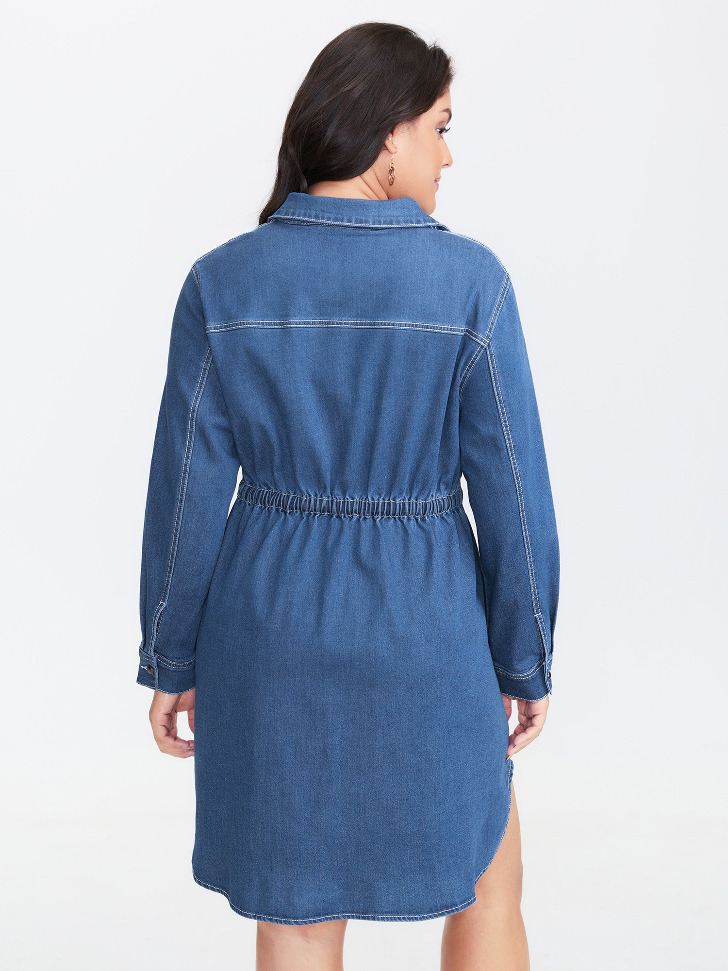 Denim Waist-Defining Shirt Dress