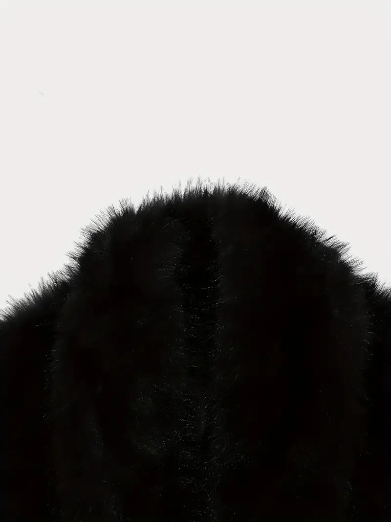 Women's Solid Color Faux Fur Jacket, Casual Fashionable Short Fuzzy Jacket for Fall & Winter, Women's Clothing for Daily Wear, Coat