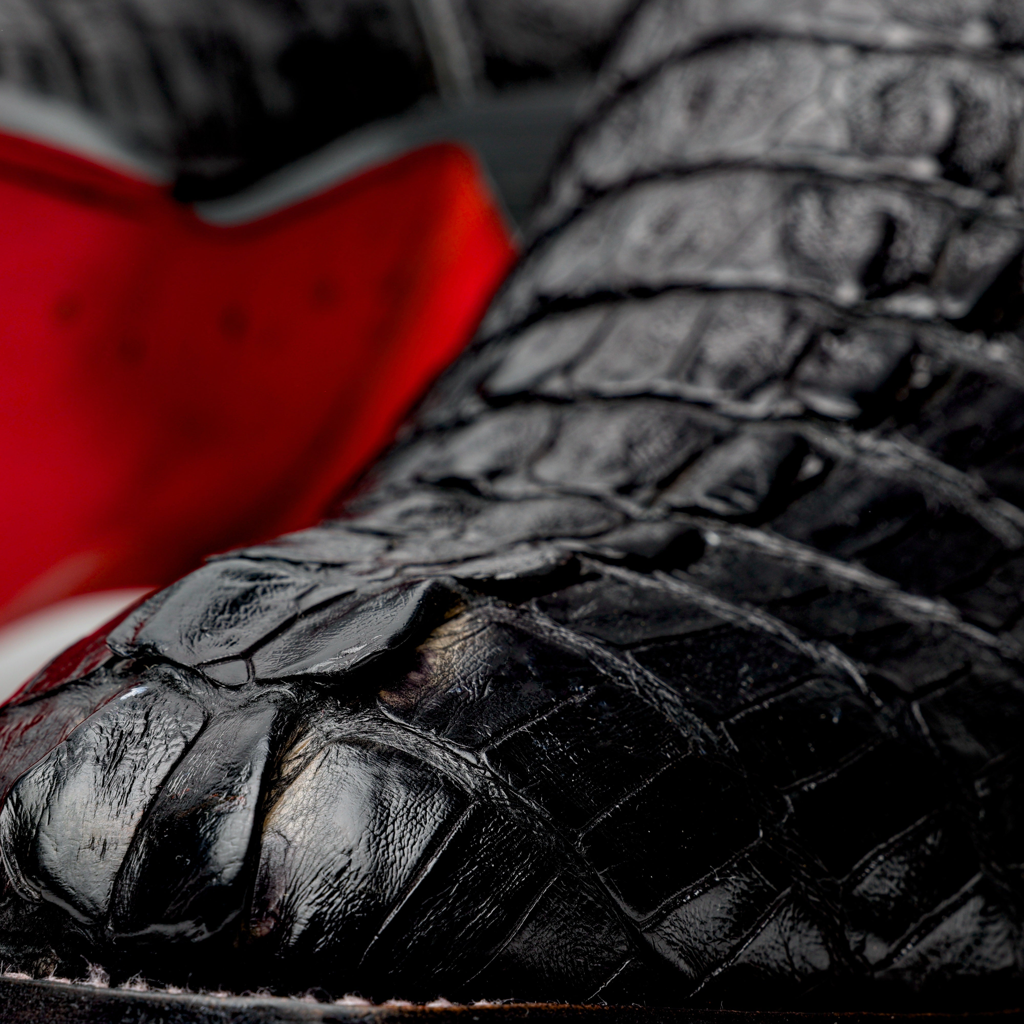 Black GENUINE Caiman Tail Boots - French Toe