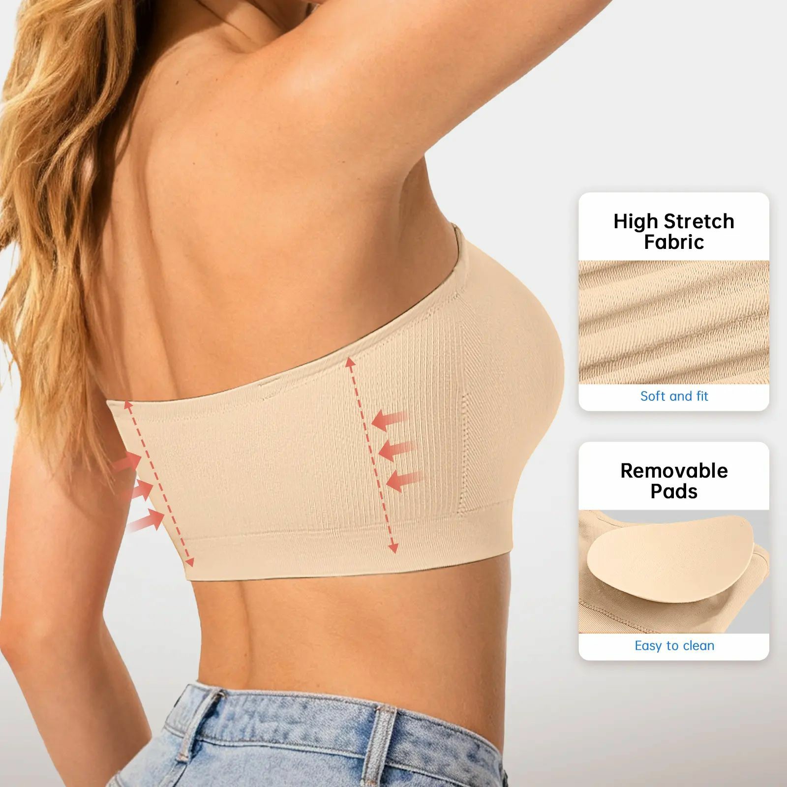 Stay Put Bandeau Bra, Wireless Seamless Comfort Day