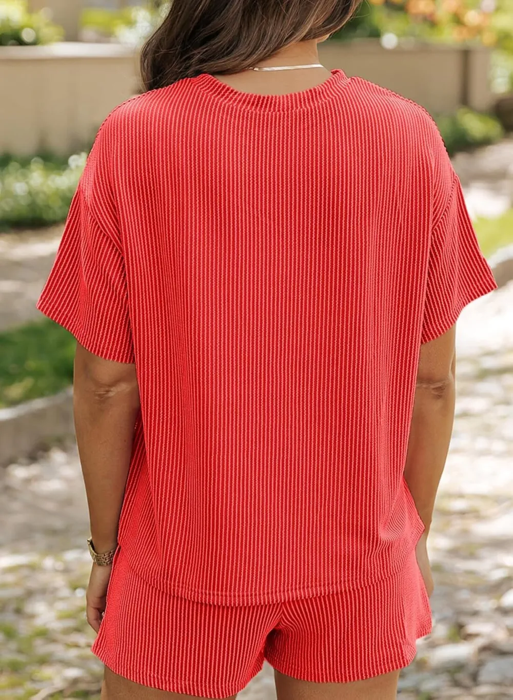 🧡Summer Hot Sale💥Women's Solid Textured Pocket Shorts Set