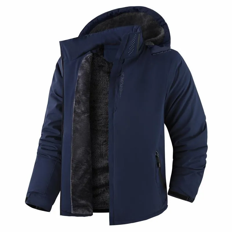 Men's Winter Ski Jacket Warm Fleece Lined Waterproof Windproof Hooded Insulated Outdoor Jacket