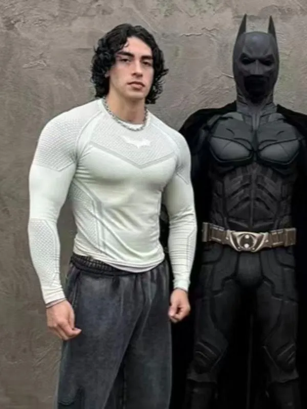 Men's Batman Sports Long Sleeve High Stretch Quick-Dry Fitness Tight Fit Running Ironing Essential