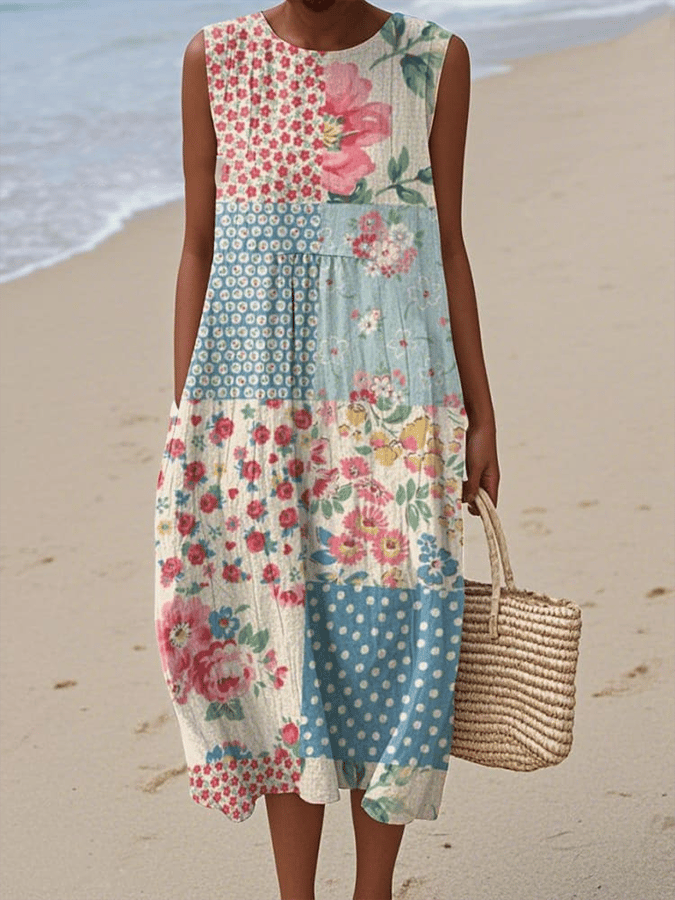 Women's Vintage Floral Print Casual Dress- Fast Shipping