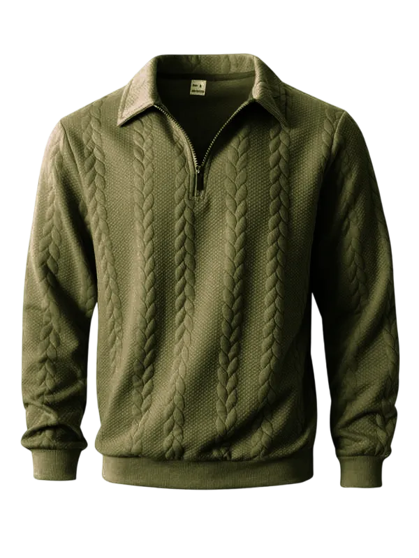 Men's Fall Winter Outfits Knitted Polo Neck Long Sleeve Sweatshirt for Daliy Wear