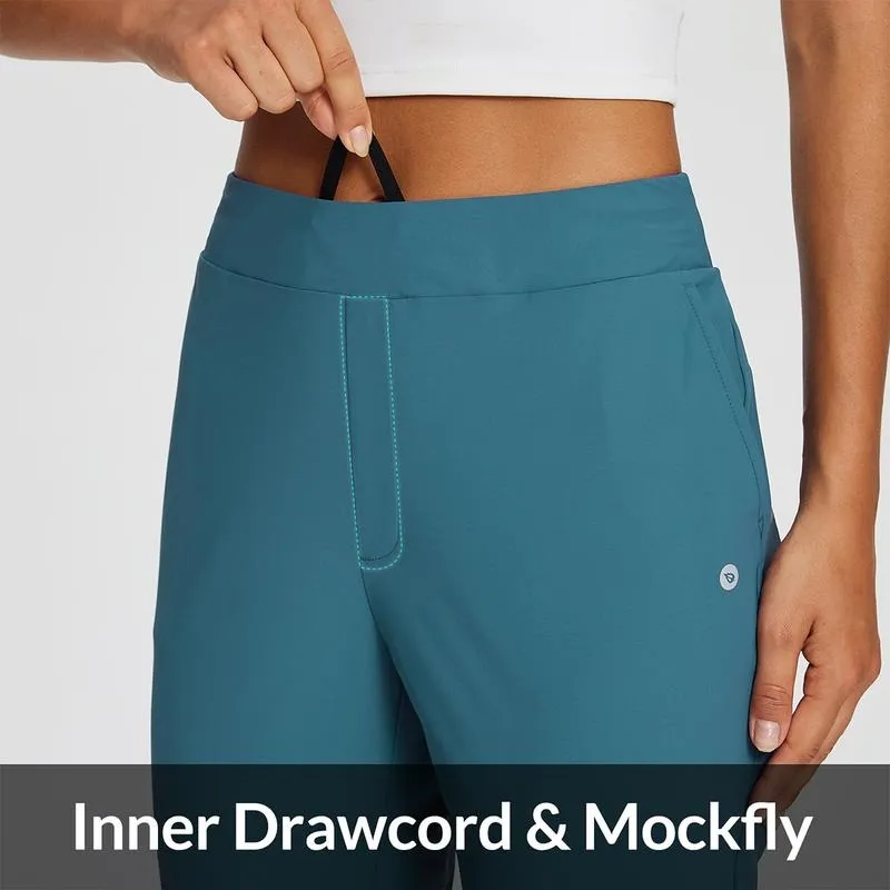 Women's Lightweight Breathable Soft  Ankle Pants Business Casual Summer Silky with Zipper Pockets Stretch Petite