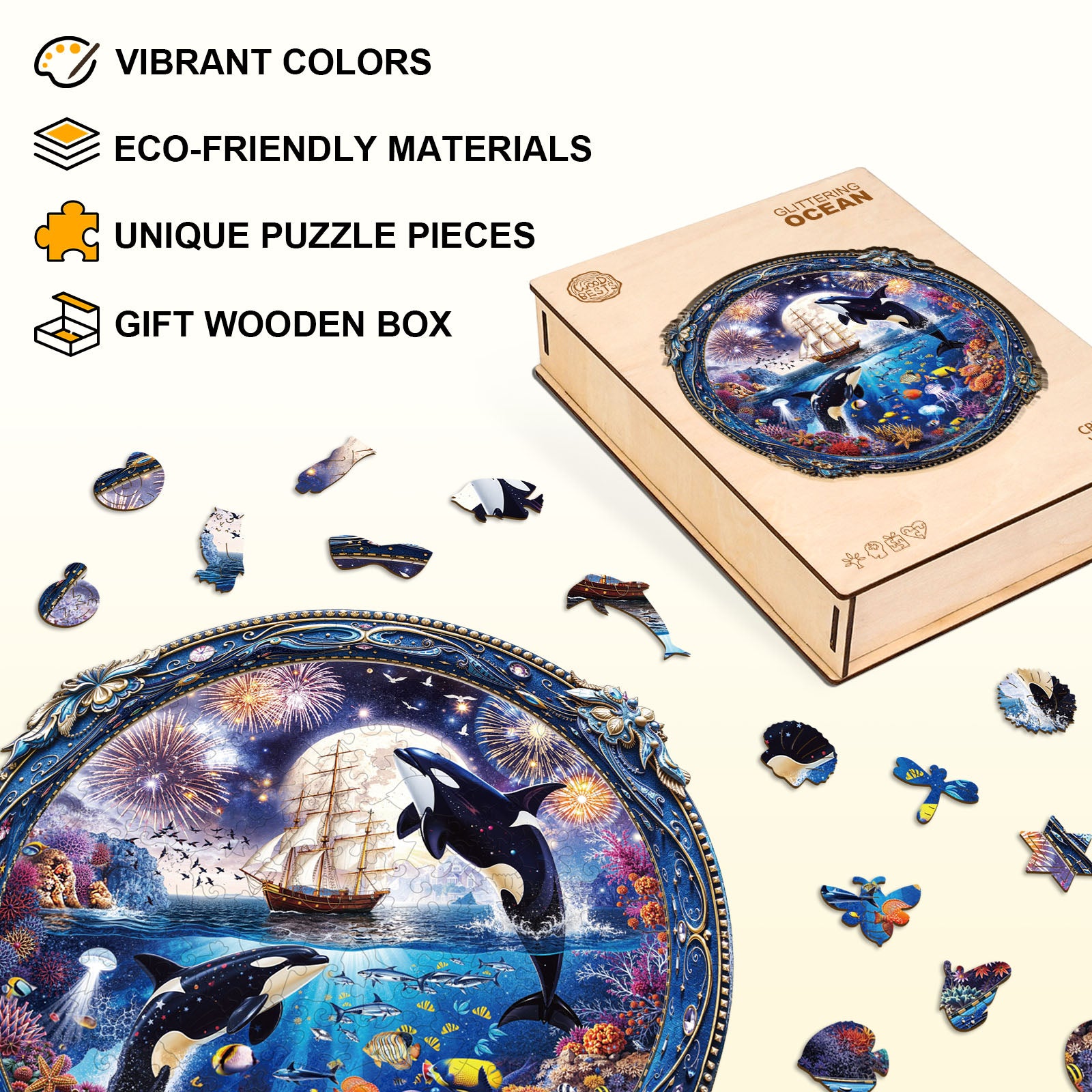 Glittering Ocean Wooden Jigsaw Puzzle