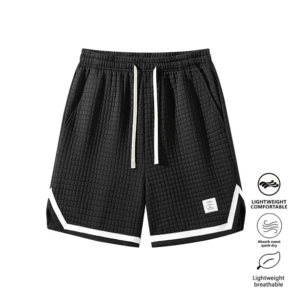 Men’s drawstring pocket shorts, 5-pack — casual woven beach shorts with a belt for summer