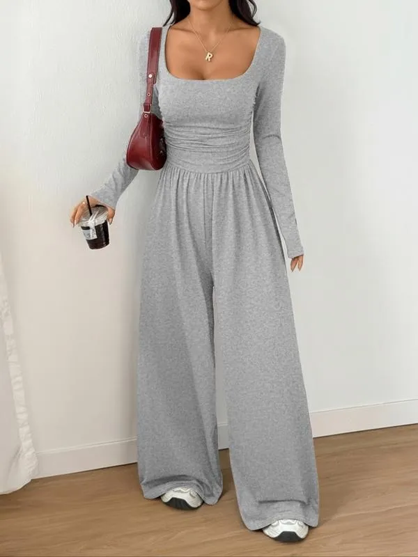 Women's Fall Winter Knit Wide Leg Jumpsuit