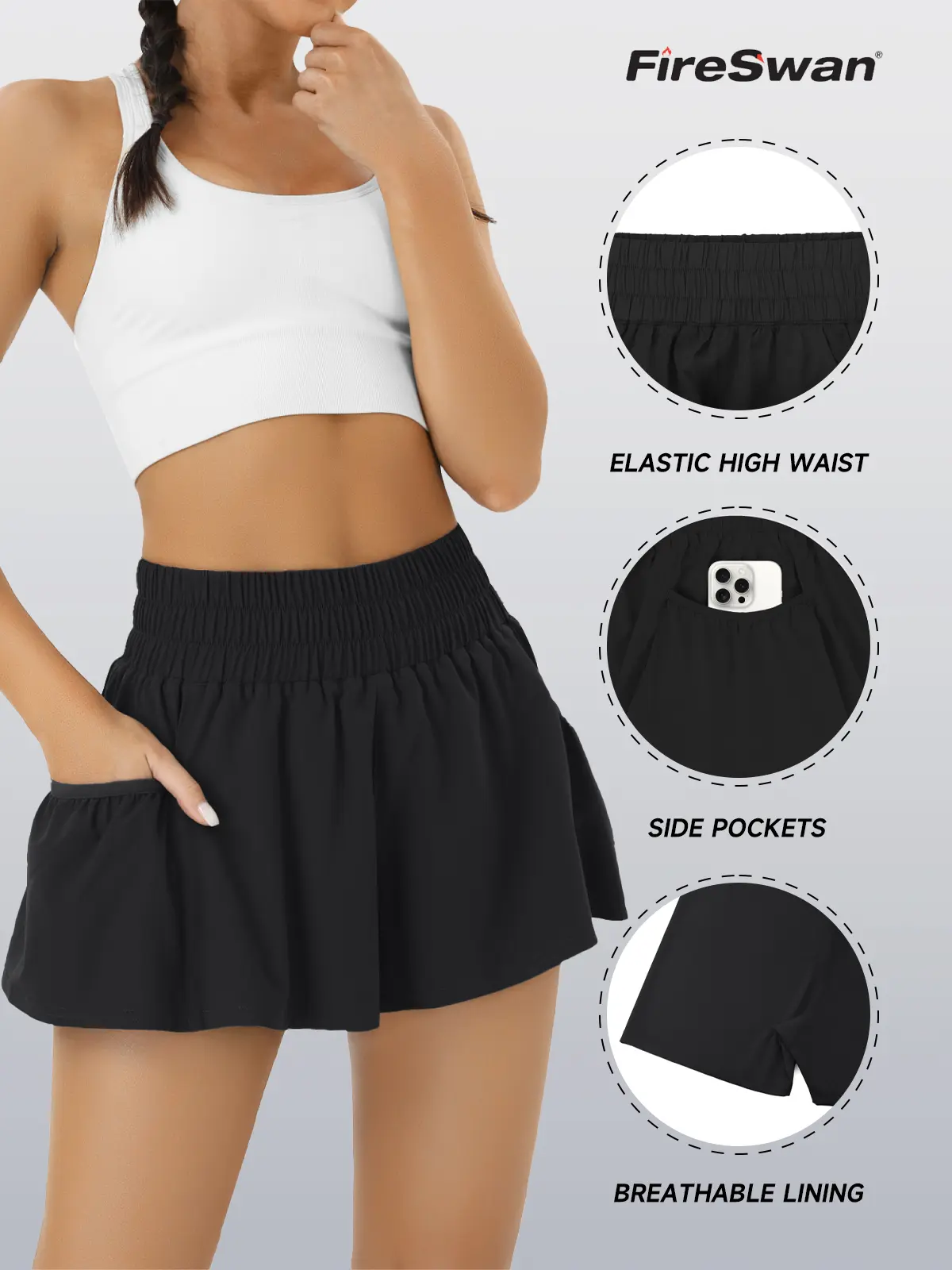 Women’s High-Waisted Athletic Shorts with Pockets (Stretchy & Breathable Active Fit)