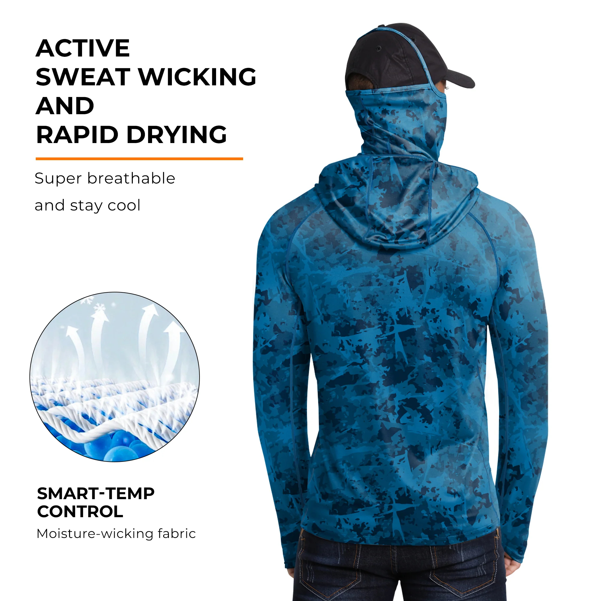 Men's UPF 100+ Performance Cooling Hoodie with Gaiter