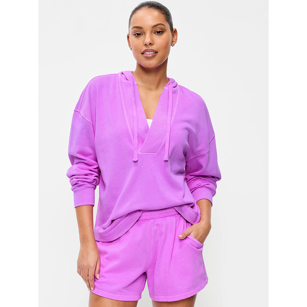 Women's 2 Piece Outfits Oversized Tunic Beach Hoodie  Shorts Set