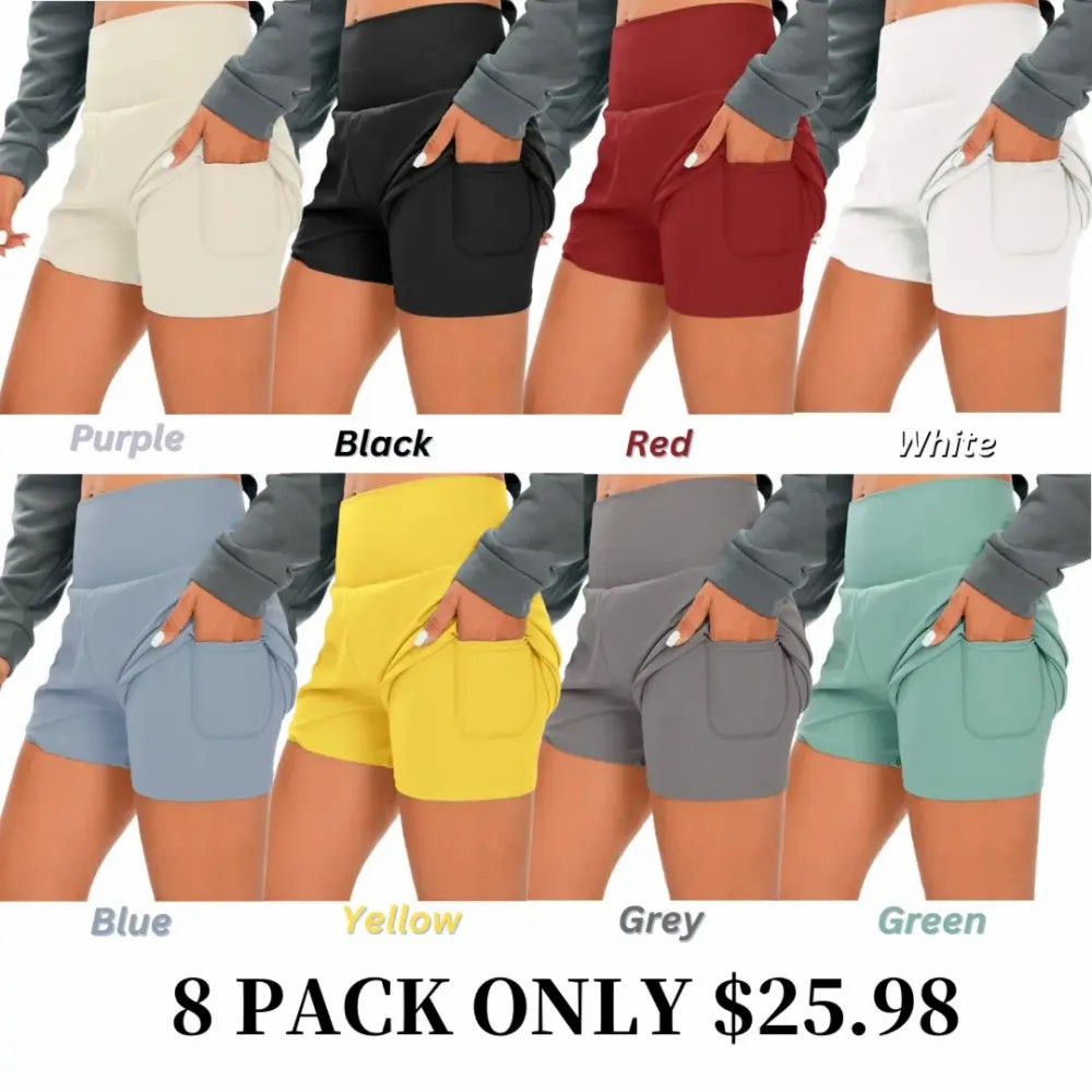 💝Last day promotion-⏰[2-in-1 Anti-Exposure Sports Shorts] Women's 2-in-1 Sports Shorts, Anti-Exposure Running Shorts With Pockets 5''-Longer Length