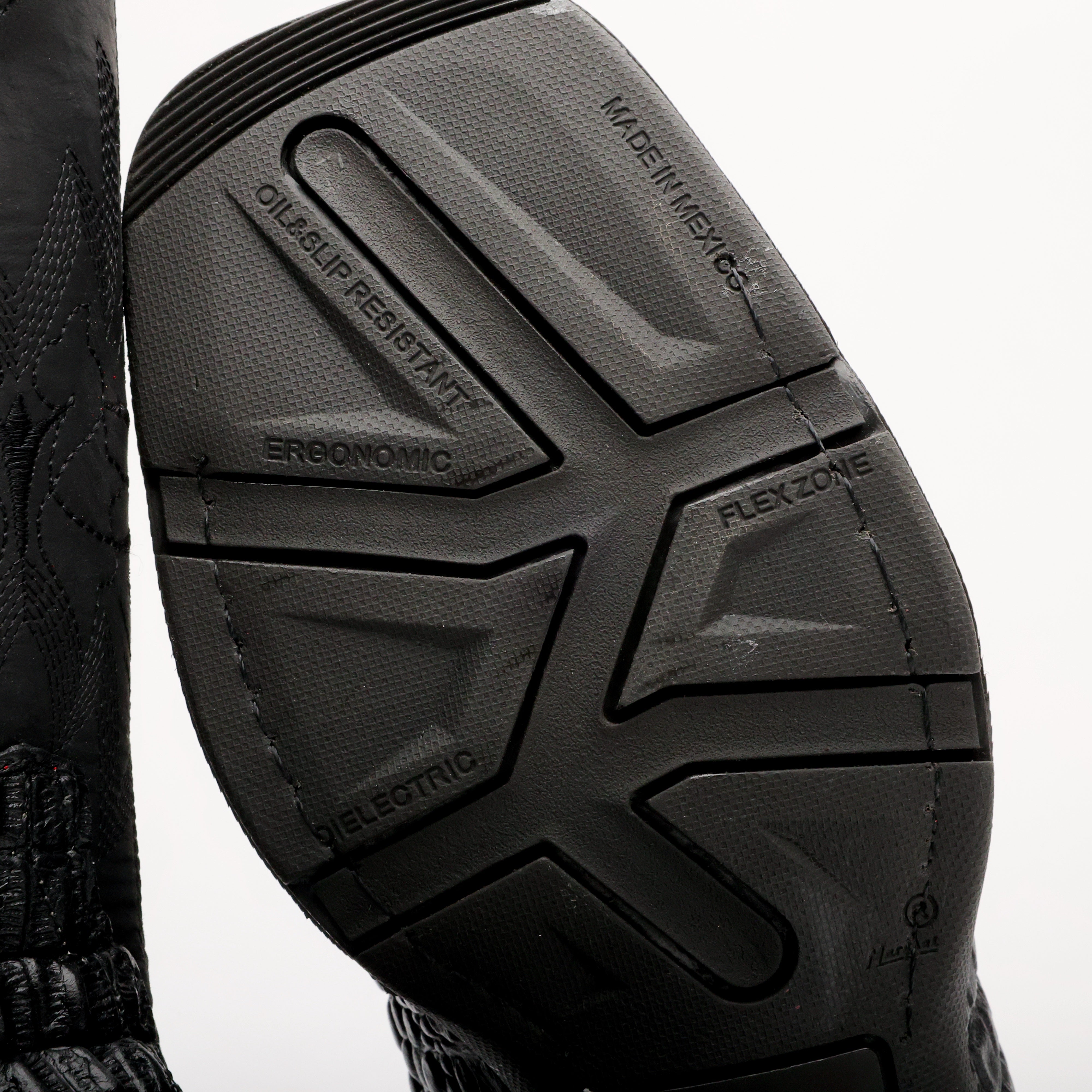 Black Caiman Hornback Leather Boots With 3D Lightweight Sole - Composite Toe