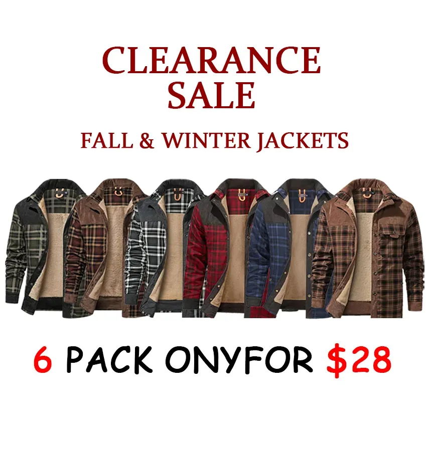 🔥Promotion Day Sale🔥Men's Sherpa Lined Plaid Jacket – Warm Fleece Outdoor Shirt Coat with Pockets