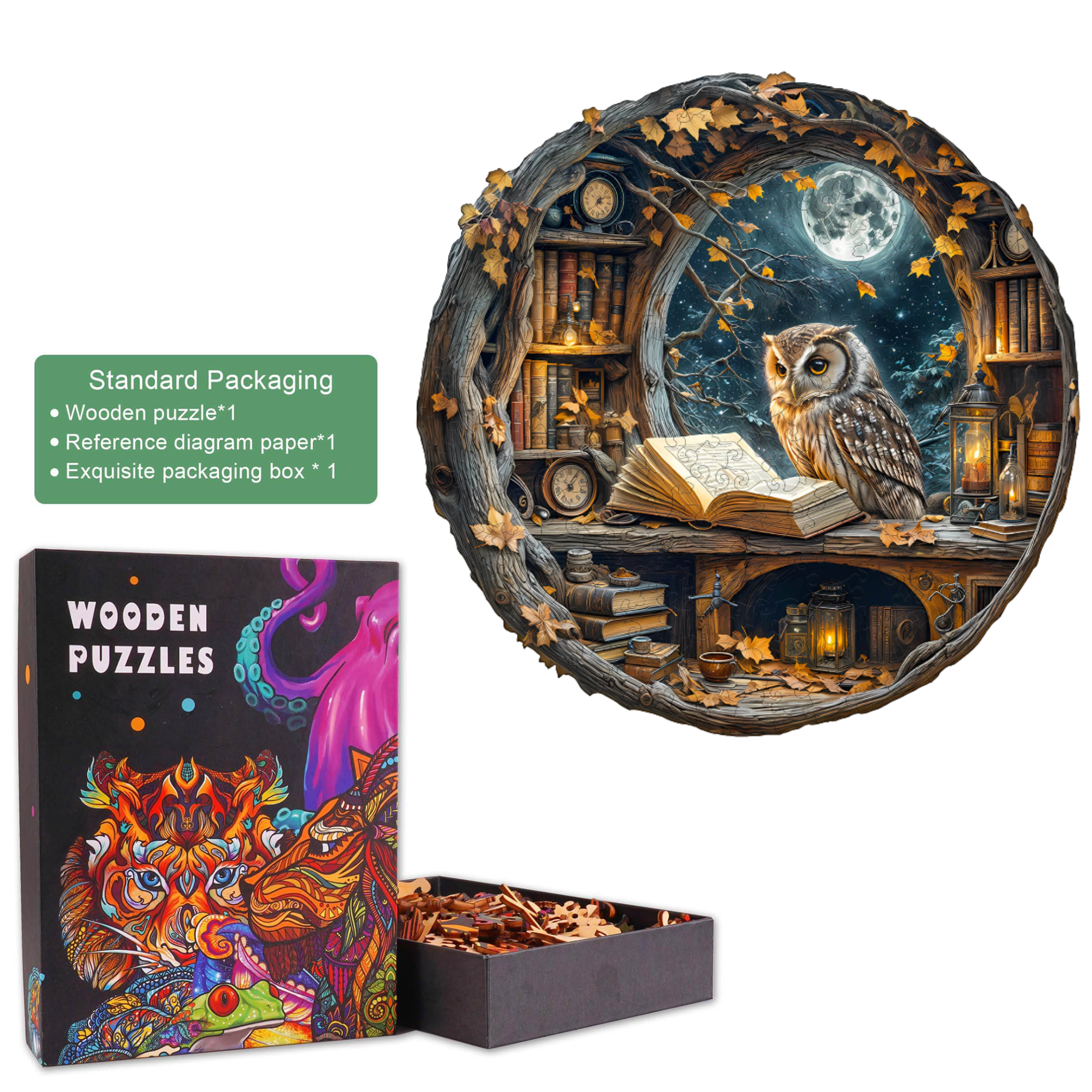 Moonlit Reader Wooden Jigsaw Puzzle