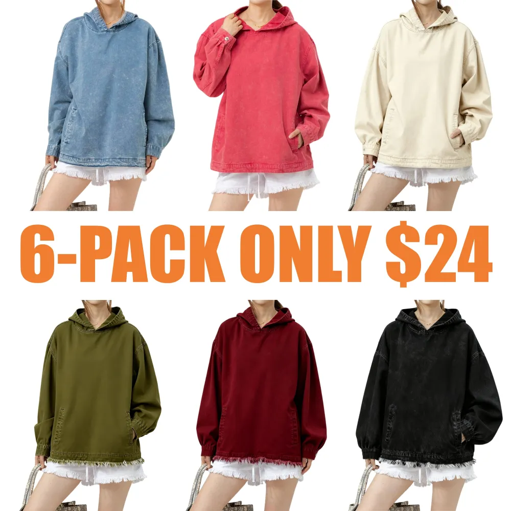 WOMEN'S DENIM HOODED SWEATSHIRT